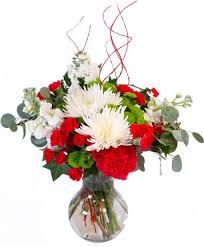 Jolly Red White Christmas Flower Arrangement In Greenfield Ma Floral Affairs