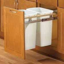 Knape And Vogt Pdmtm15 2 35wh Double 35qt Top Mount Trash Pull Out White Trash Can Pull Out Trash Cans Hafele