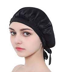 Silk Sleep Cap For Women Girls Silk Sleeping Hat Night Bonnet Head Cover For Natural Hair Beauty Black Caps For Women Curly Hair Women Natural Hair Styles