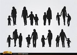 Mothers Walking With Sons Silhouettes Kids Silhouette Mother Son Tattoos Silhouette Tattoos
