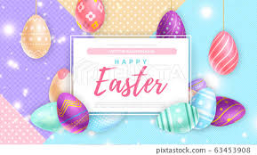 Thank you to all who have supported me through everything and also happy birthday to my mom who's birthday is also today! Eggs Near Banner With Happy Easter Writing Stock Illustration 63453908 Pixta