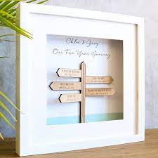 Our Journey 3d Personalised Signpost Frame 5th Wedding Anniversary Gift Wooden Anniversary Gift Anniversary Frame