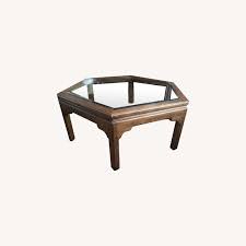 With glass top and bottom shelf. Ethan Allen Manor Collection Coffee Table Aptdeco