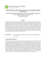 Today, many people starts to have their concern on whether the green tech companies able to be continued survive in the era of revolution of technology. Pdf Green Technology Compliance In Malaysia For Sustainable Business Development