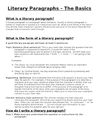 Writing a clincher sentence from scratch can be tough. Literary Paragraph Guidelines Question Paragraph