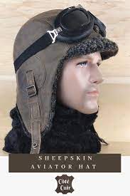 Sheepskin Aviator Hat And Brown Leather Trapper Cap Hats For Men Aviator Cap Aviator Hat