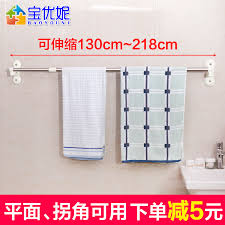 Strong,powerful suction hook holds 10kg and never falls waterprrf and greaseproof no drilling,no nails or glue easy to apply,easy to remove 61cm suction cup rod with 8 sliding hooks holds up to 10kgs chrome plated in silver item name 61cm suction. Usd 37 33 Bao Youni No Punch Curtain Rod Suction Cup Type Telescopic Rod Straight Rod Bathroom Pole Drying Rod Bathroom Curtain Rod Wholesale From China Online Shopping Buy Asian Products Online