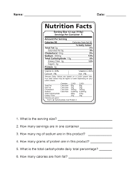 Nutrition Label Worksheet Jpg 2550 3300 Nutrition Facts Label Reading Food Labels Nutrition Labels