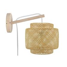 Applique Nature Bambou Naturel Lussiol Doramu 1 Lumiere Lampe Bambou Bambou Applique Murale Chambre