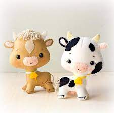 Cow And Ox Pdf Pattern Felt Crafts Felt Dolls Felt Ornaments