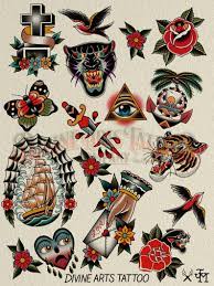 Tattoo Flash Poster In 2021 Vintage Tattoo Art Traditional Tattoo Sleeve Traditional Style Tattoo