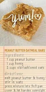 3 Ingredients Peanut Butter Oats And Honey Bars Peanut Butter Oatmeal Bars Food Yummy Food
