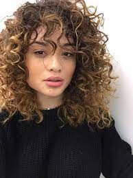Keep a full fringe sweat free in the heat with a spritz of dry shampoo. 9 Curly Hairstyle With Bangs Curlyhairstyles Curly Hair Styles Naturally Hair Styles Funky Curly Hair