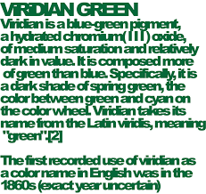 Viridian The Description Definition And History Of The Color Viridian Misssilencedogood Blogspot Com