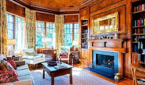 Classic Wood Paneled Living Sitting Room With Fireplace In Old Queen Anne Style Victorian House Interior Victorian Homes Luxury Homes Interior Purple Rooms