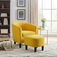 This warm, versatile color adds an instant ray of sunshine to any space and is easy to incorporate into your current color scheme. Yellow Accent Chair W Ottoman Round Arms Curved Back Upholstered Single Sofa 6902210737278 Ebay