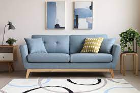 Ensemble canapé 3 2 scandinave. Canape Design Scandinave 3 Places Bleu Pastel Hoga