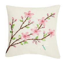 Cherry blossom pink throw pillow watercolor flowers | etsy. World Menagerie Laperle Cherry Blossom Ribbon Embroidered Throw Pillow Reviews Wayfair