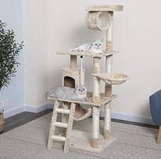 The cat trees have been equipped with hideaway houses that allow the cats to relax and sleep. Cat Tree Big Cat Height Best 2021 Furry Friends Gear