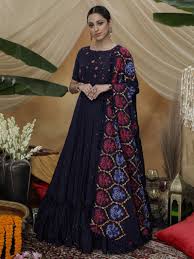 Indian dresses partywear indian outfit anarkali gown abaya fashion fashion dresses anarkali fashion attire. Buy Navy Blue Long Anarkali Gown Online From Ethnicplus For 2599