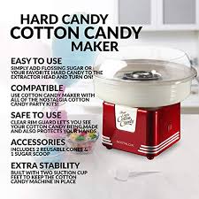 Nostalgia Pcm45rr Retro Hard And Sugar Free Countertop Original Cotton Candy Maker Includes 2 Reusable Cones And Scoop Red Hmzaverse