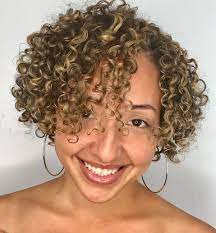 Short Natural Curly Bob With Highlights Curly Hair Styles Naturally Thin Curly Hair Curly Hair Styles