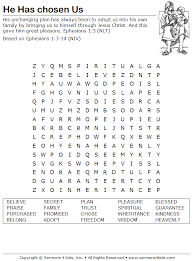 He Has Chosen Us Word Search In 2020 Bible For Kids Bible Study For Kids Kids Church Activities