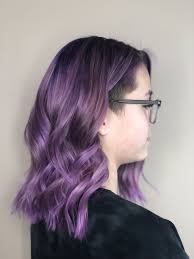Purple Hair With A Undercut Lavender Hair Root Smudge Purple Roots Dark Roots Color Melt Curly Hair Purple Hai Purple Hair Lavender Hair Light Purple Hair
