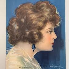 VTG 1919 Art Print Hamilton King Girl Miss Virginia Pearson S2F-35