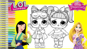 Explore a new world either online, or print it out for some coloring fun later. Lol Surprise Dolls Repainted As Disney Princess Rapunzel And Mulan Lol Surprise Coloring Book Page Youtube