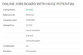 Business For Sale Online Jobs Board For Sale Ref Bfs3112 Location Northyorkshire Asking Price 2 500 O Business Valuation Online Jobs Sell Your Business