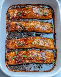 Line a baking sheet with foil and coat it with cooking spray. Easy Baked Teriyaki Salmon Recipe With Video Healthy Fitness Meals
