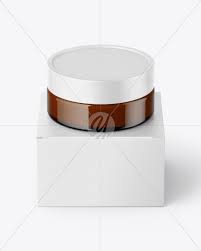 Download Glass Cosmetic Jar With Paper Box Mockup In Jar Mockups On Yellow Images Object Mockups PSD Mockup Templates