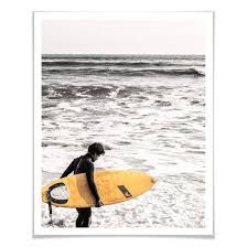 Les racks swell & wood mettront en valeur vos planches de surfs, longboards ou paddel. Affiche La Planche De Surf Jaune Wall Art Fr