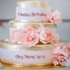 Write name on birthday cakes. Write Name On Beautiful Rose Flowers Luxury Birthday Cake Pic
