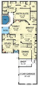 Plan 36170tx Narrow Home Plan With His And Her Bathrooms Bathroom Floor Plans Floor Plans House Plans
