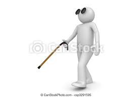 Having a maximal visual acuity of the better eye. Blind Man With Walking Stick 3d Characters Isolated On White Background Medicine Series Canstock