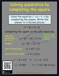 Some quadratics cannot be factorised. 10 Completing The Square Ideas Completing The Square Quadratics Solving Quadratic Equations