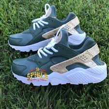 Custom Olive Green And Gold Glitter Nike Air Huaraches With Etsy Nike Air Huarache Huaraches Air Huarache