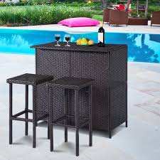 Choose from contactless same day delivery, drive up and more. Costway 3 Piece Wicker Outdoor Patio Bar Set With Table 2 Stools Brown Walmart Com Walmart Com