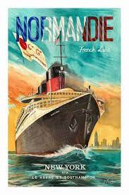 La Normandie Transportation Poster Ship Poster Maritime Poster