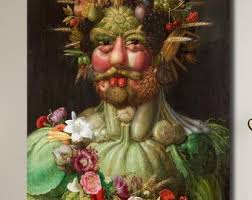 Arcimboldo Vegetable Portrait: Renaissance Canvas Art Print
