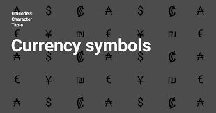 International currency symbols different places around the world have different forms of currency. Currency Symbols Unicode Character Table