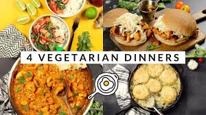 Enjoy appetizers, soup, salad, entree, side dishes, and dessert. 4 Easy Vegetarian Dinners Youtube