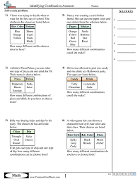 Probability Worksheets Identifying Combination Amounts Worksheet Probability Worksheets Simple Probability Probability