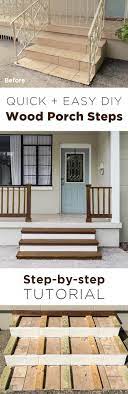 Use the stair calculator on decks.com to determine the number of stairs and the rise and run of each individual step. Simple Diy Wood Porch Steps Makeover
