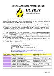 With this in mind, it would be acceptable to use an nlgi #00 grease in the application. Huskey Lubricants Cross Reference Guide By Rep Office Of Huskey Specialty Lubricants Issuu