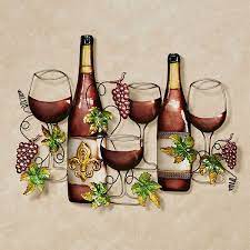 Fleur De Wine Metal Wall Art Wine Wall Decor Wine Wall Art Wine Wall