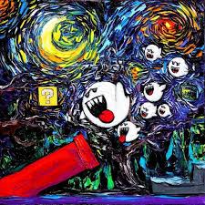 Unknown 11 de abril de 2019, 18:00. Video Game Art Retro Gaming Starry Night Ghosts Gamer Print Van Gogh Never Saw Ghosts By Aja 8x8 1 Arte De Videojuegos Juegos De Arte Dibujos