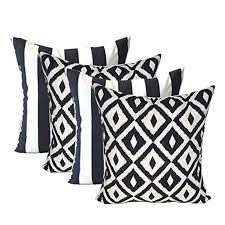 Rated 4.5 out of 5 stars. Rsh Decor Indoor Outdoor Set Of 4 Square Pillows Weather Resistant 20 X 20 Black White Stripe And Black White Aztec Walmart Com Walmart Com